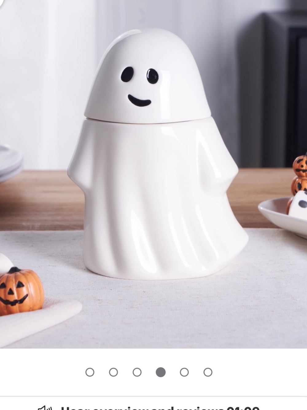Way to Celebrate Halloween Ceramic 11” Ghost Cookie Jar Tabletop open box